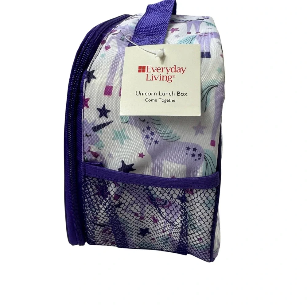NEW Everyday Living Unicorn Lunch Box Purple Teal Star Insulated Bag Whimsical